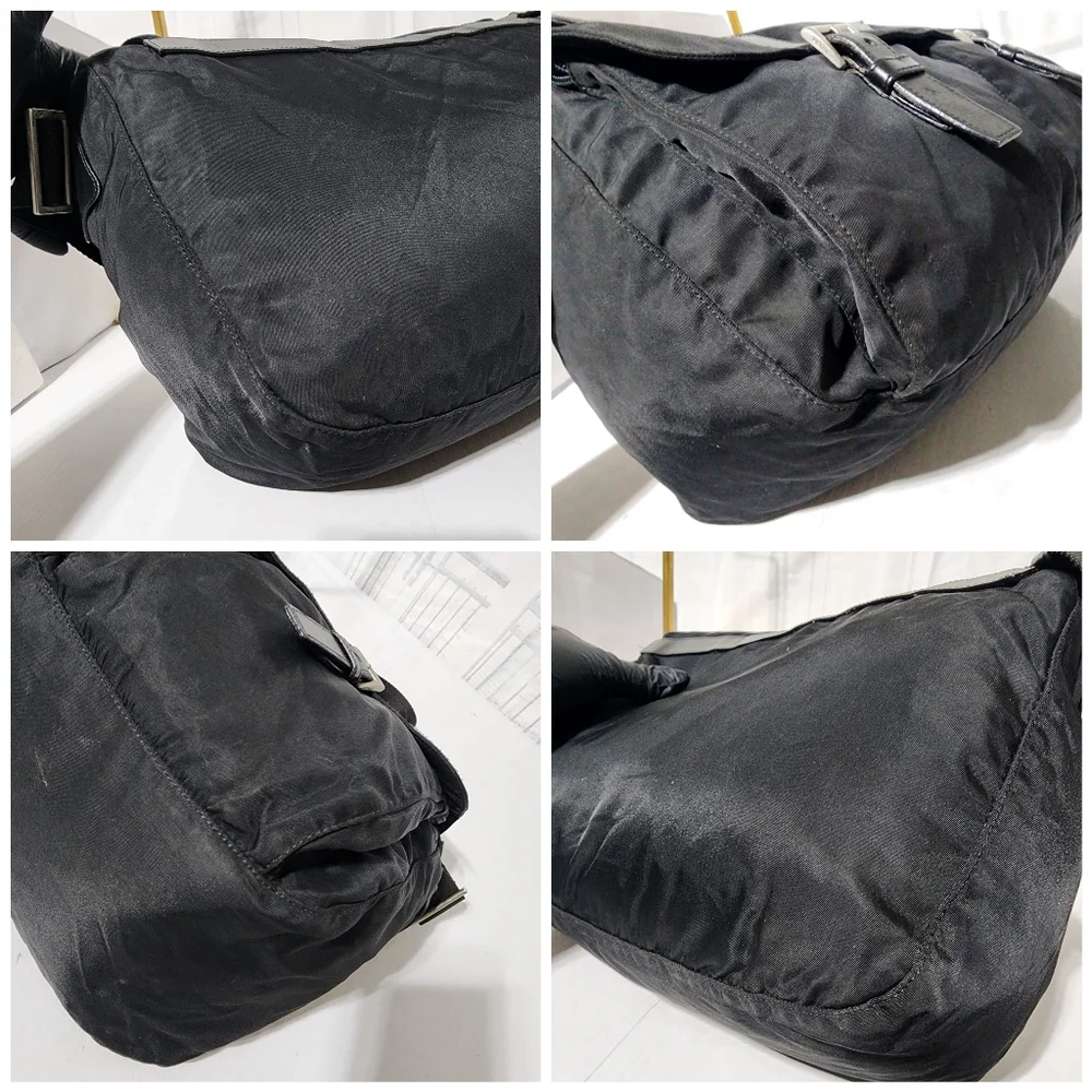PRADA Tessuto Nylon Messenger Bag Black